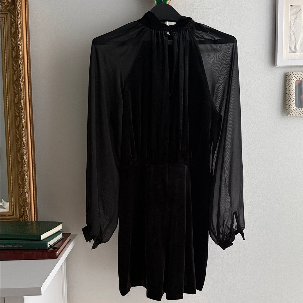 Express Black Sheer Sleeve Jumpsuit